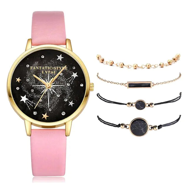 Lvpai Brand 5pcs Fashion New Bracelet Watch Set