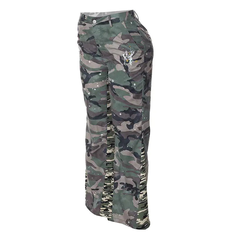 Caught In Combat Splattered Baggy Camouflage Pants