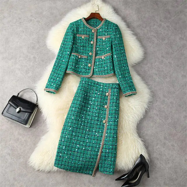 Runway Winter Tweed Dress Set