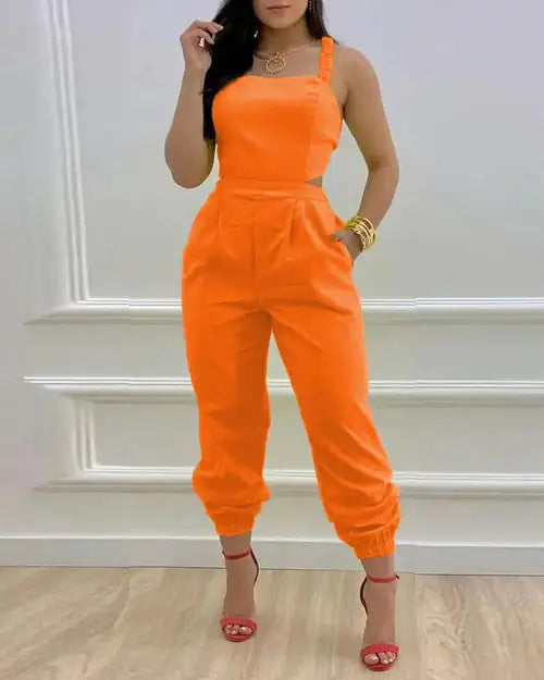 Printed Strapless Jumpsuit Strapping Loose Pants