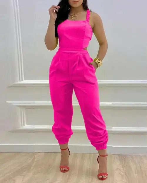 Printed Strapless Jumpsuit Strapping Loose Pants