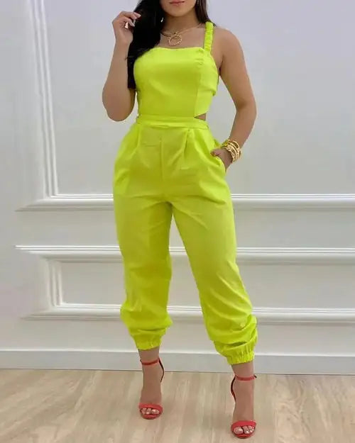 Printed Strapless Jumpsuit Strapping Loose Pants