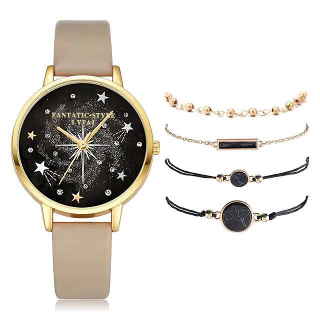 Lvpai Brand 5pcs Fashion New Bracelet Watch Set