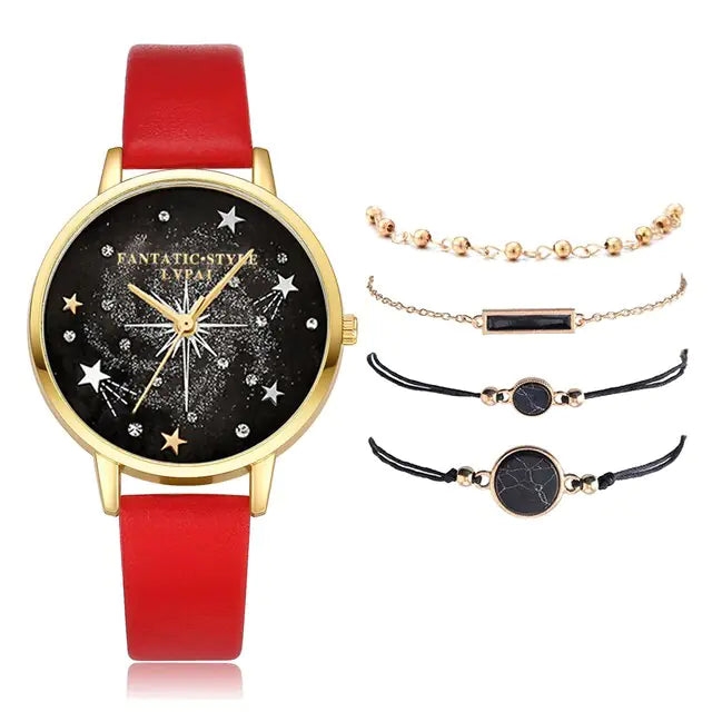 Lvpai Brand 5pcs Fashion New Bracelet Watch Set