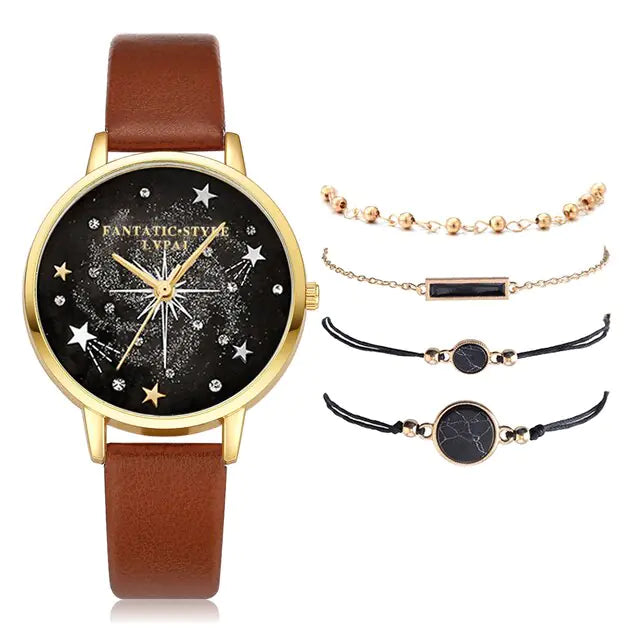 Lvpai Brand 5pcs Fashion New Bracelet Watch Set