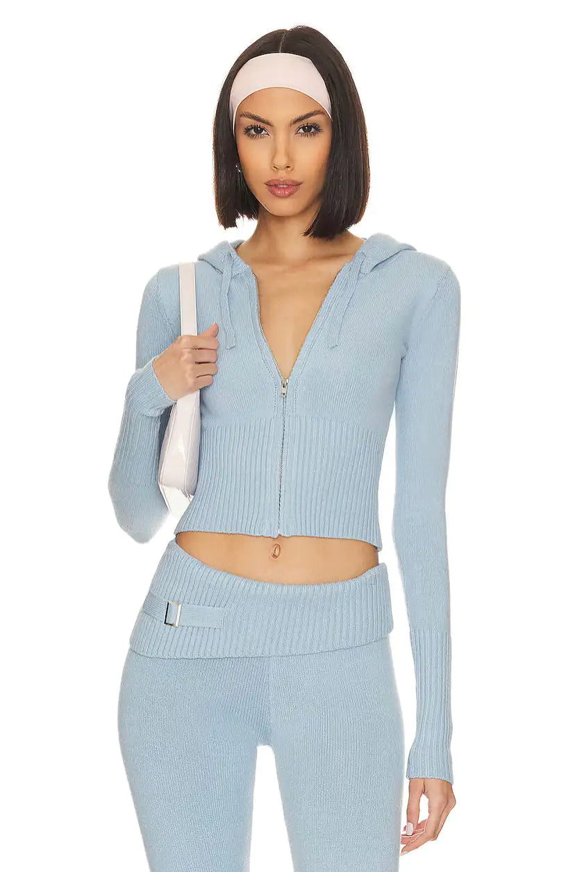 Knitted Zip-Up Two Piece Set Clothing