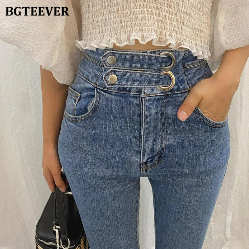 Vintage High Waist Women's Stretched Pencil Jeans