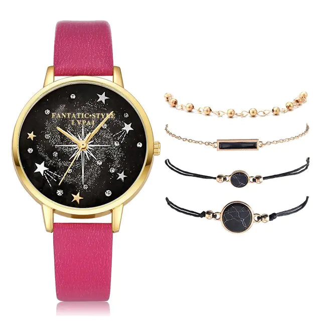 Lvpai Brand 5pcs Fashion New Bracelet Watch Set