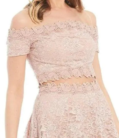 City Vibe Off-the-Shoulder Top With Lace Skirt Two-Piece Dress